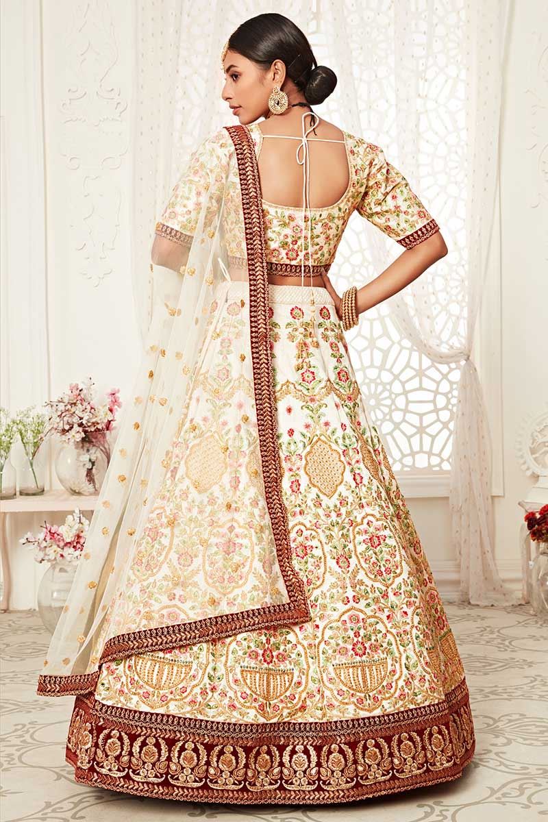Latest Designer Off- White Colored Bridal Lehenga Choli