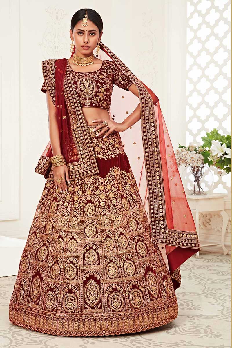 Latest Designer Red Colored Bridal Lehenga Choli
