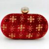 Exclusive Designer Red Colored Oval Shape Clutches