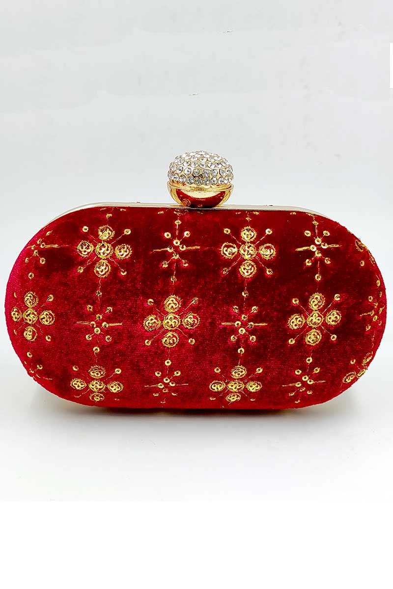 Exclusive Designer Red Colored Oval Shape Clutches