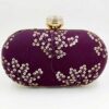 Exclusive Designer Purple Colored Oval Shape Clutches
