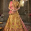 Mustard Yellow Colored Embroidered Silk Lehenga Choli With Net Dupatta