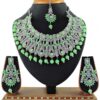 Blooming Green Colored Pearl Imitation Necklace Set