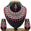 Unique Red Colored Pearl Imitation Necklace Set