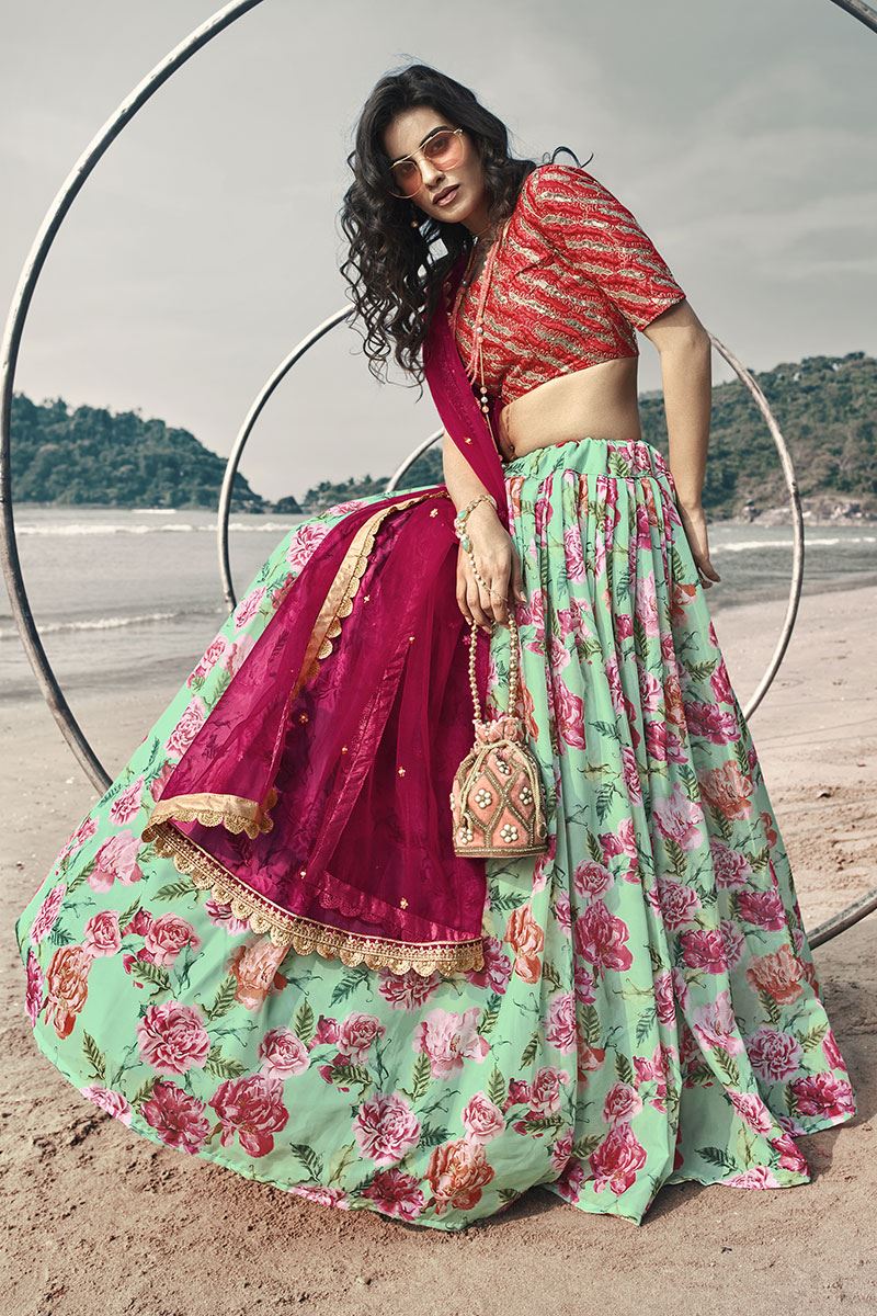 Unique Sky Blue Colored  Designer Lehenga Choli