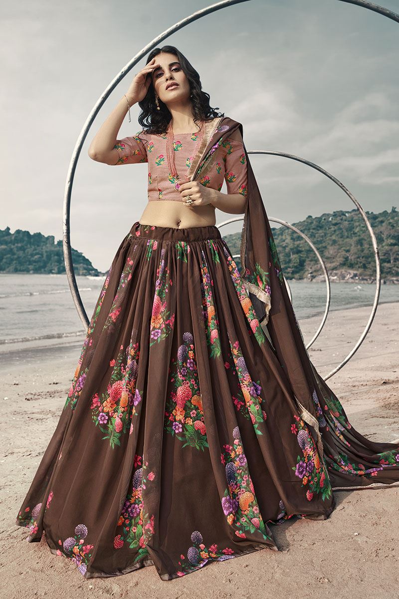 Amazing Brown Colored Lehenga Choli Set