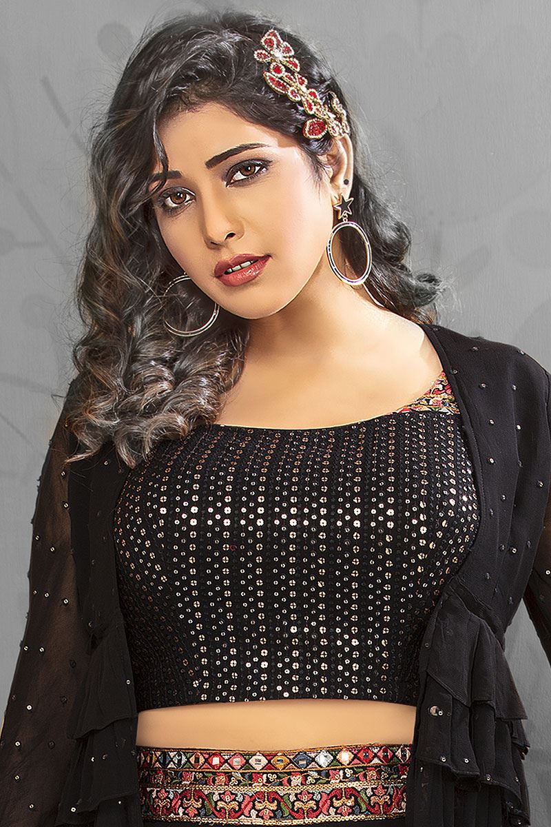 Black Colored Crop Top Style Palazzo Suit