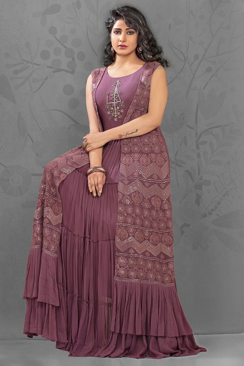 Compromising Purple Colored Designer Kurti