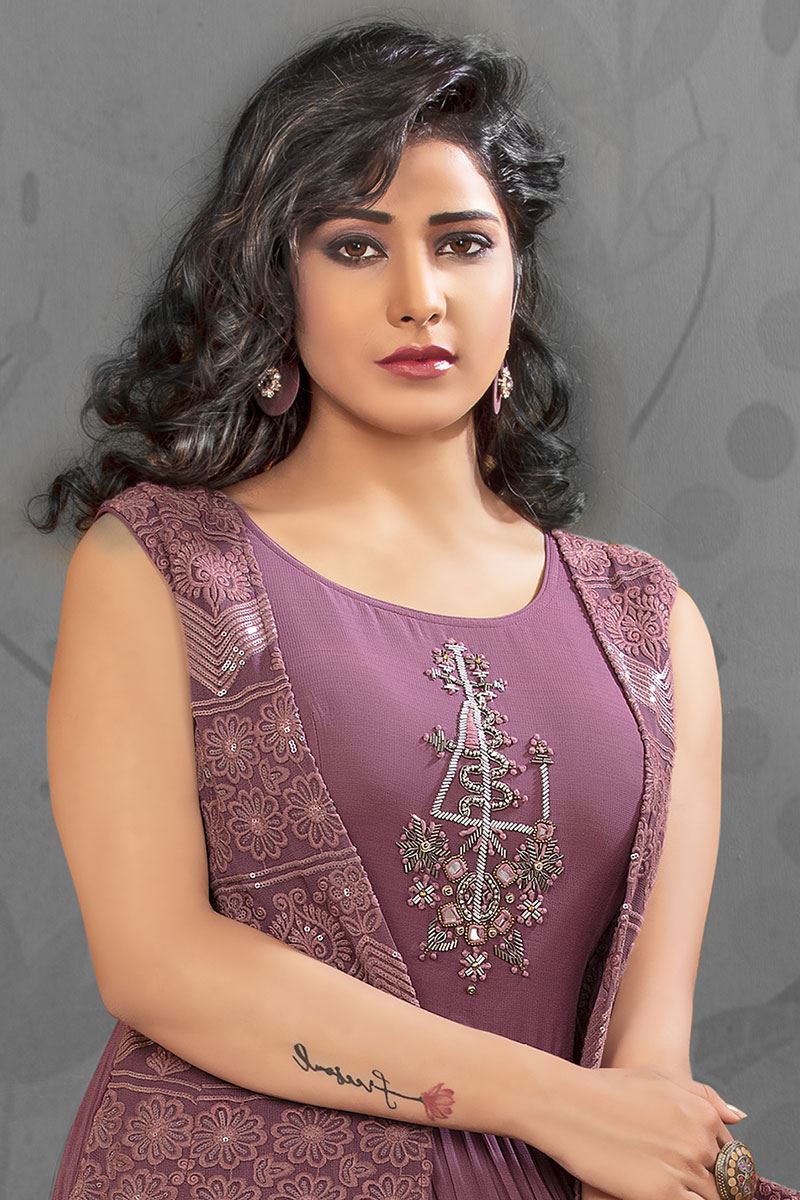 Compromising Purple Colored Designer Kurti