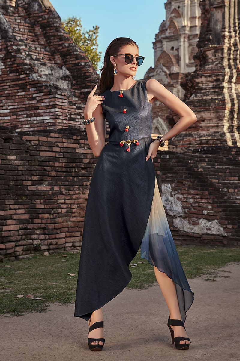 Beautiful Blue Colored Partywear Kurti