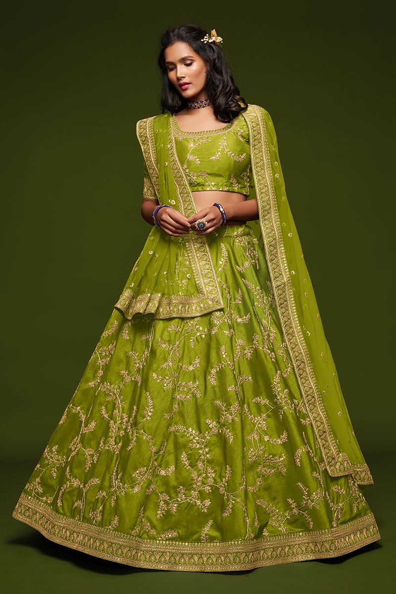 Designer Green Colored Traditional Lehenga choli
