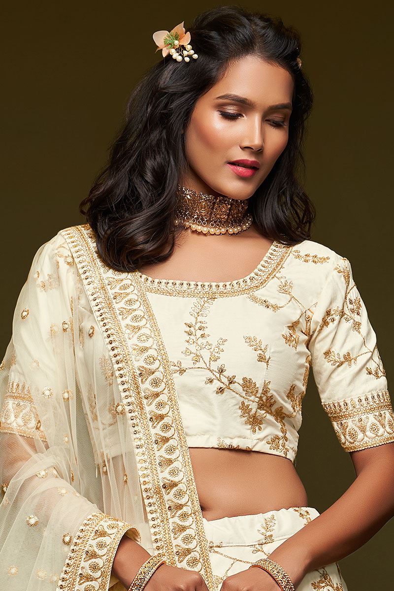 Designer White Colored Traditional Lehenga choli