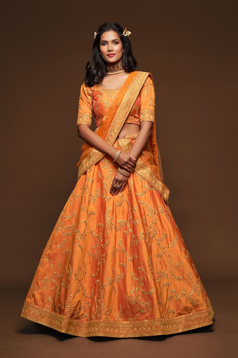 Designer Orange Colored Traditional Lehenga choli