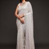 Sequins Work White Colored Partywear Designer Saree