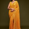 Sequins Work Mustard Yellow Colored Partywear Designer Saree