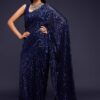 Sequins Work Navy Blue Colored Partywear Designer Saree