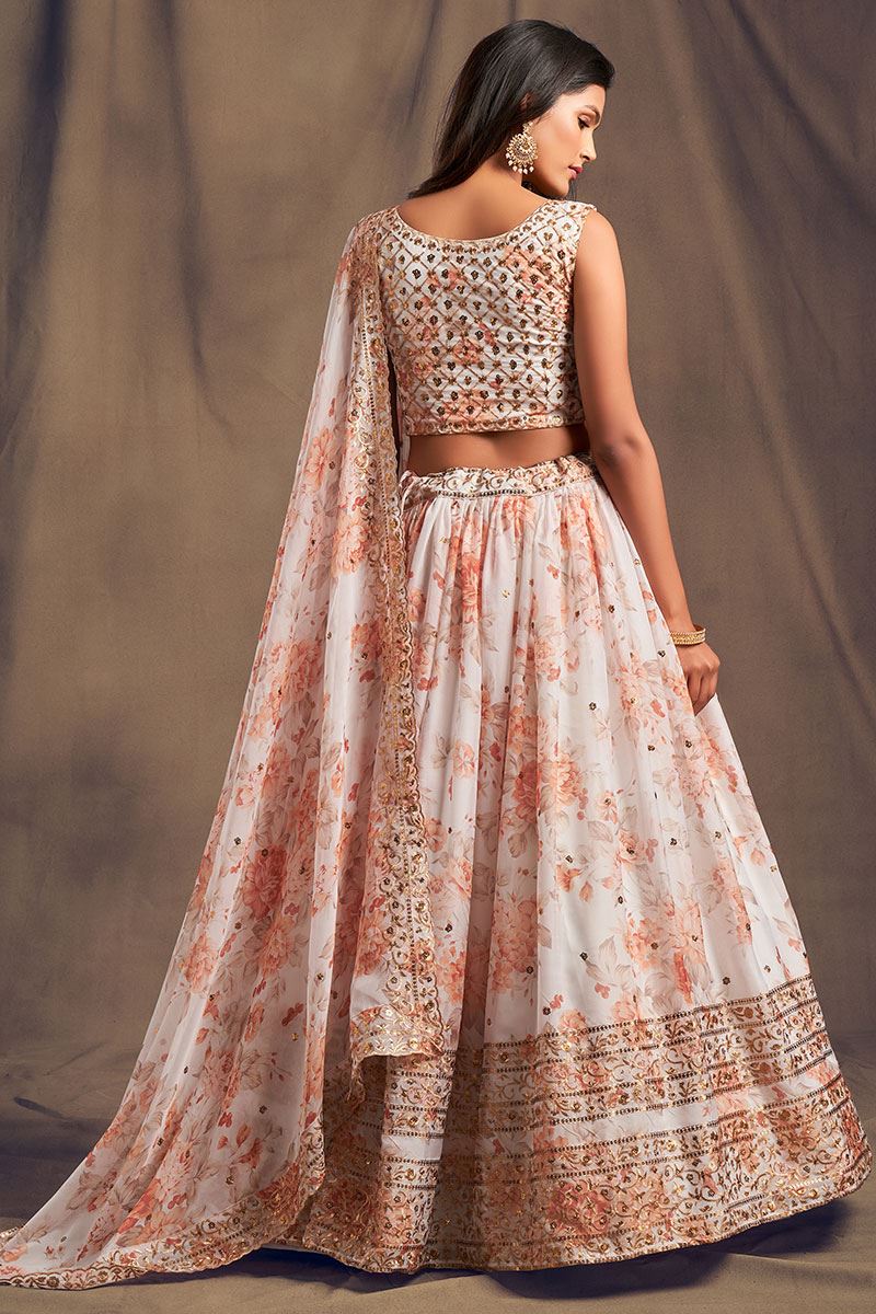 Alluring White Colored Designer Lehenga Choli