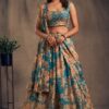 Aesthetic Teal Blue Designer Lehenga Choli