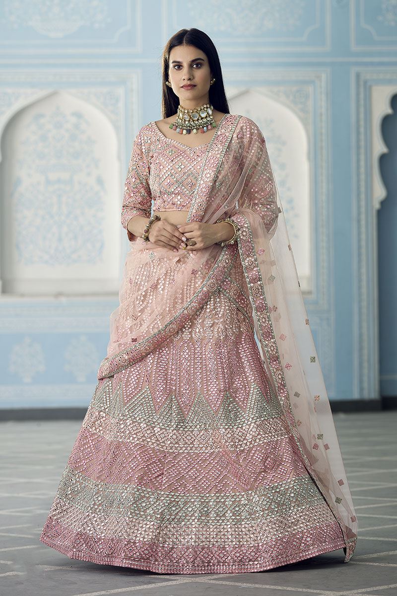 Appealing Peach Colored Designer Lehenga Choli
