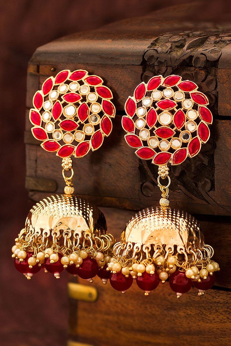 Delightful Red Colored Imitation Jewellery-Earring