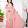 Ravishing pink designer saree with pearl