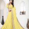 Heavenly pastel yellow designer saree