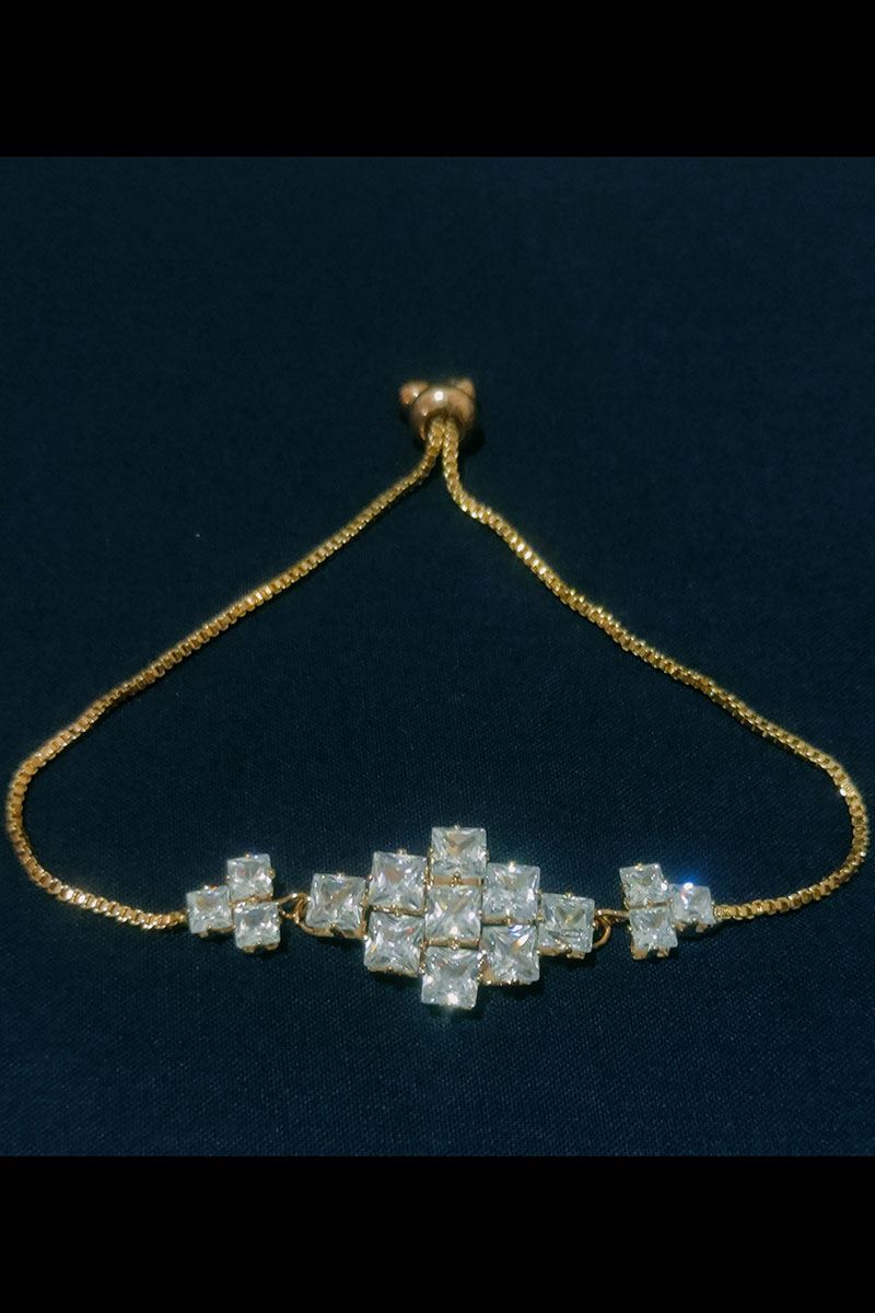 Vibrant Golden colored Stone work Bracelet