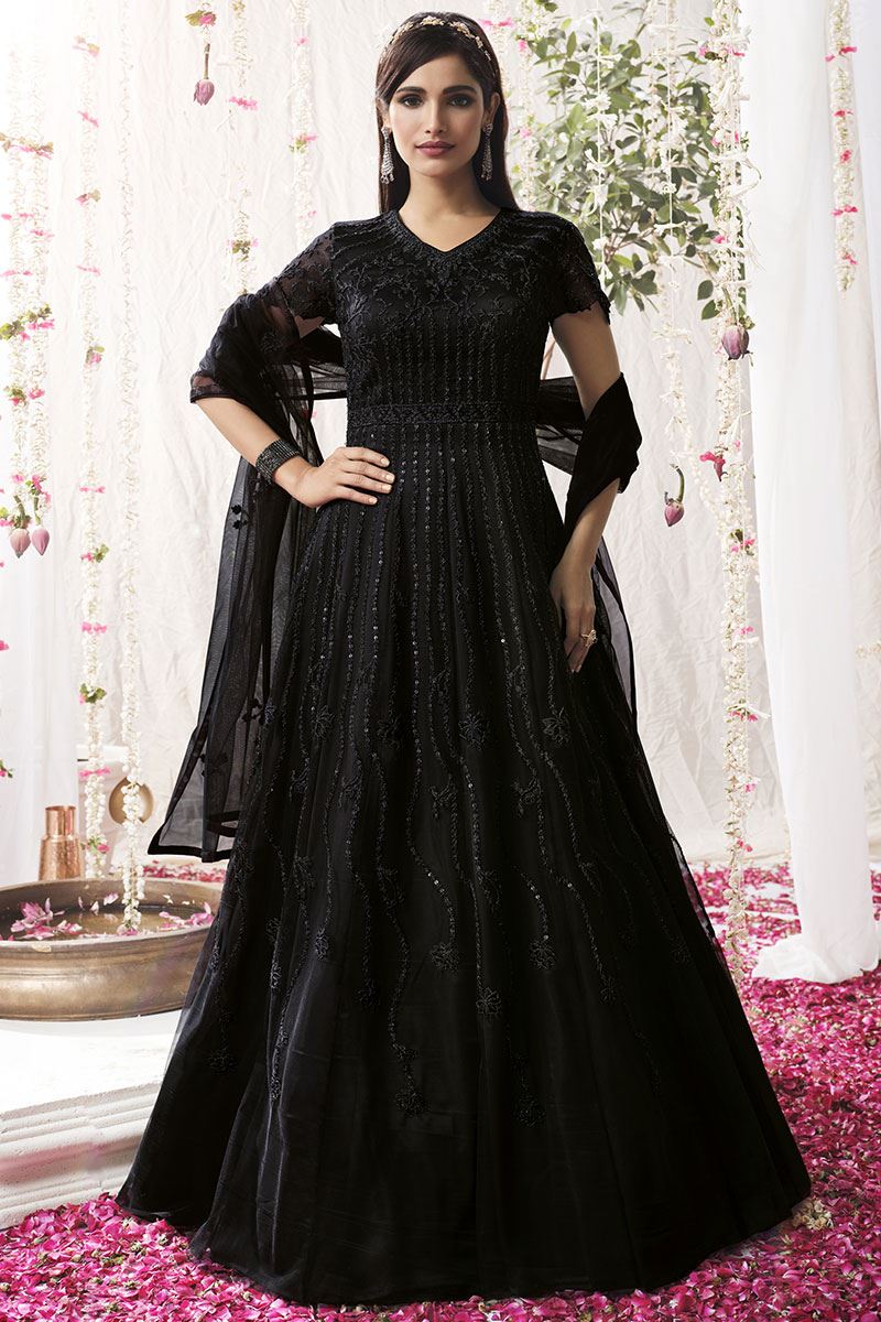 Delightful Black Colored Designer Suit (Unstitched suit)