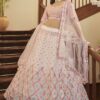 Artistic Pearl White and Pink Colored Designer Lehenga Choli