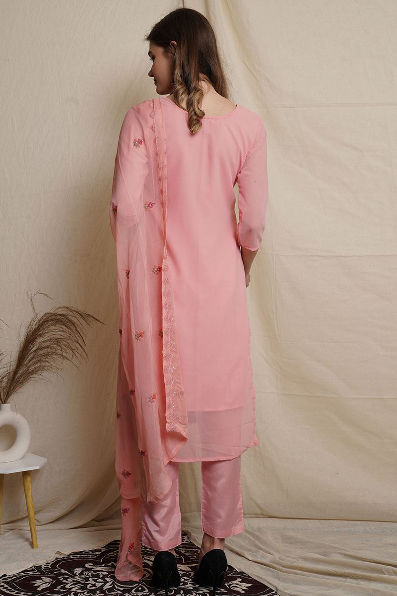 Exquisite Pink Colored Designer Suit (Unstitched suit)