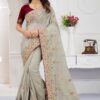 Stunning Grey Colored Designer Saree