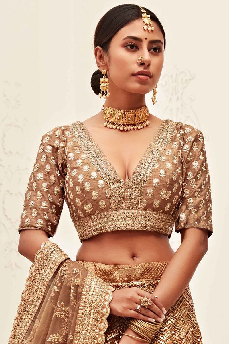 Latest Designer Brown Colored Bridal Lehenga Choli