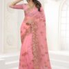 Delightful Pink Colored Designer Saree