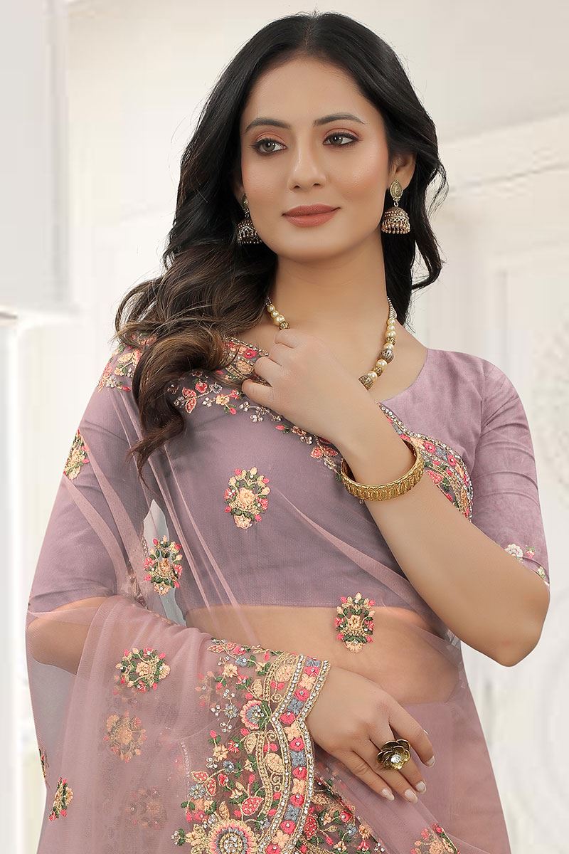 Engaging Mauve Colored Designer Saree