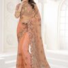 Irresistible Peach Colored Designer Saree