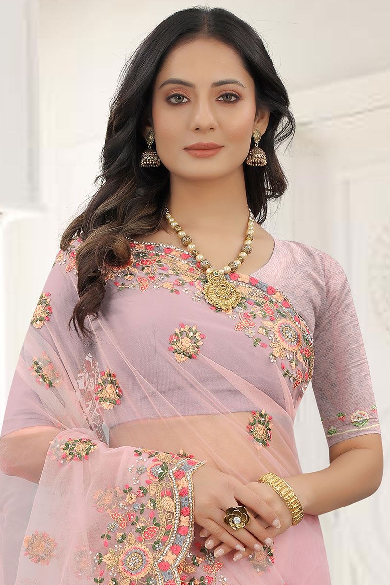 Stunning Light Pink Colored Designer Saree