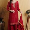 Creative Red Colored Designer Suit (Unstitched suit)