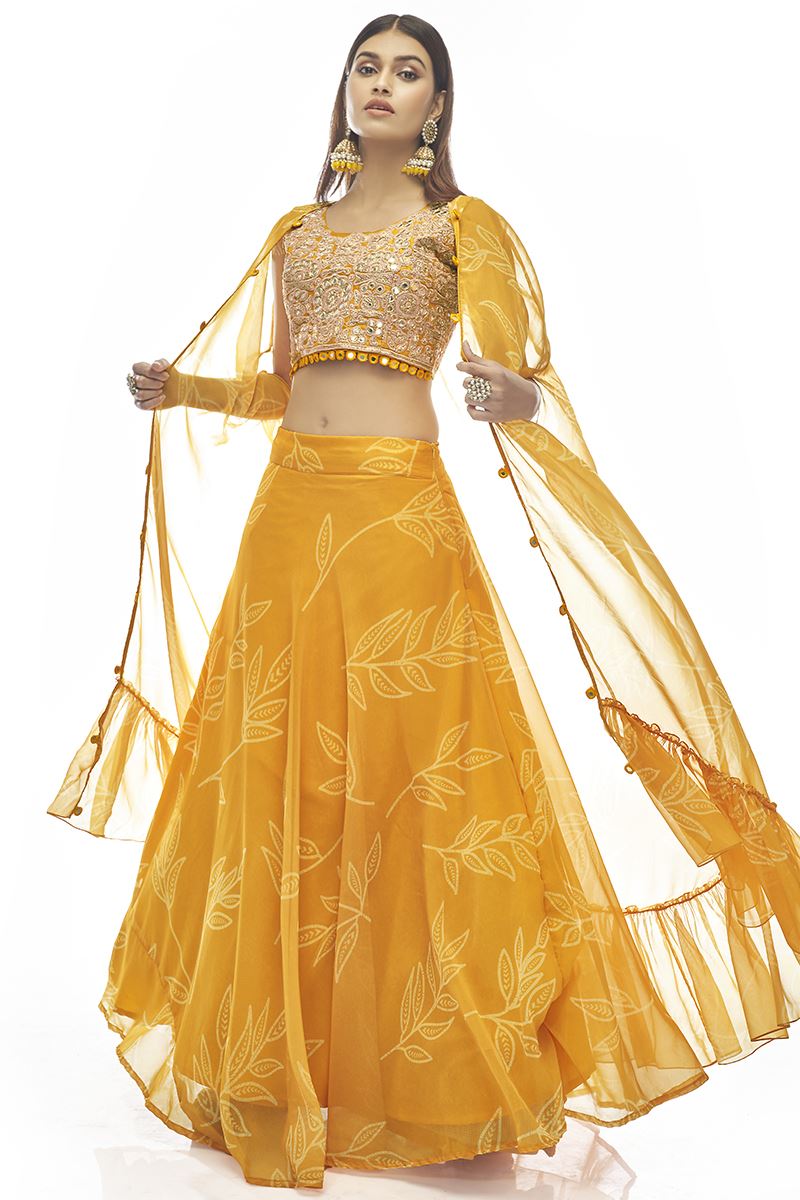 Magnificent Mustard Colored Designer Lehenga Choli