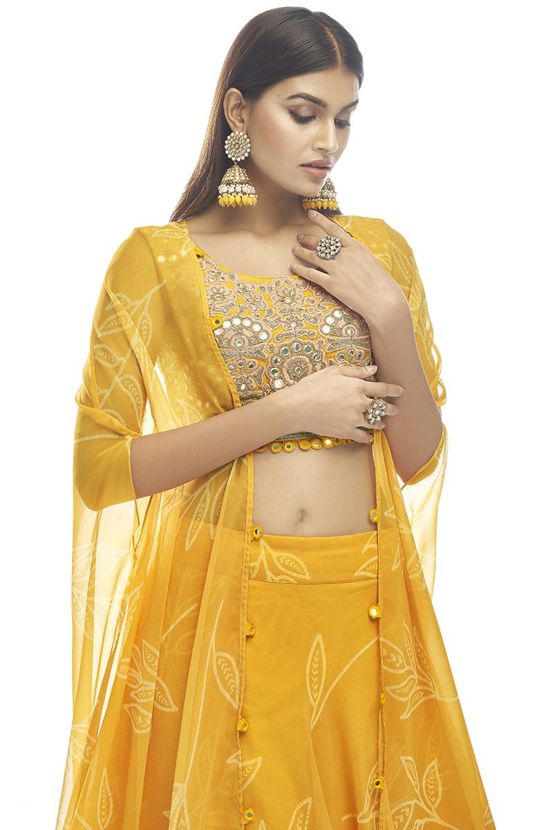 Magnificent Mustard Colored Designer Lehenga Choli