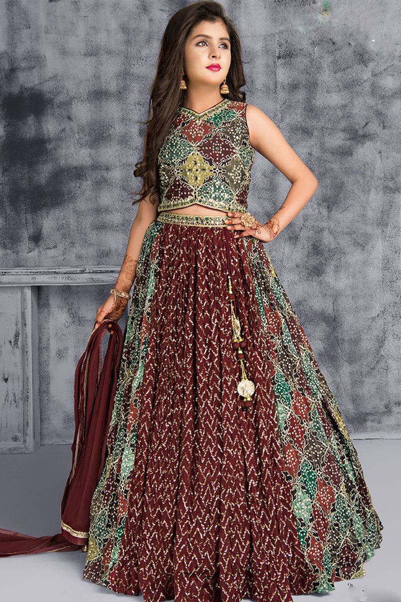 Trendy Multi-Colored Designer Kids Lehenga Choli