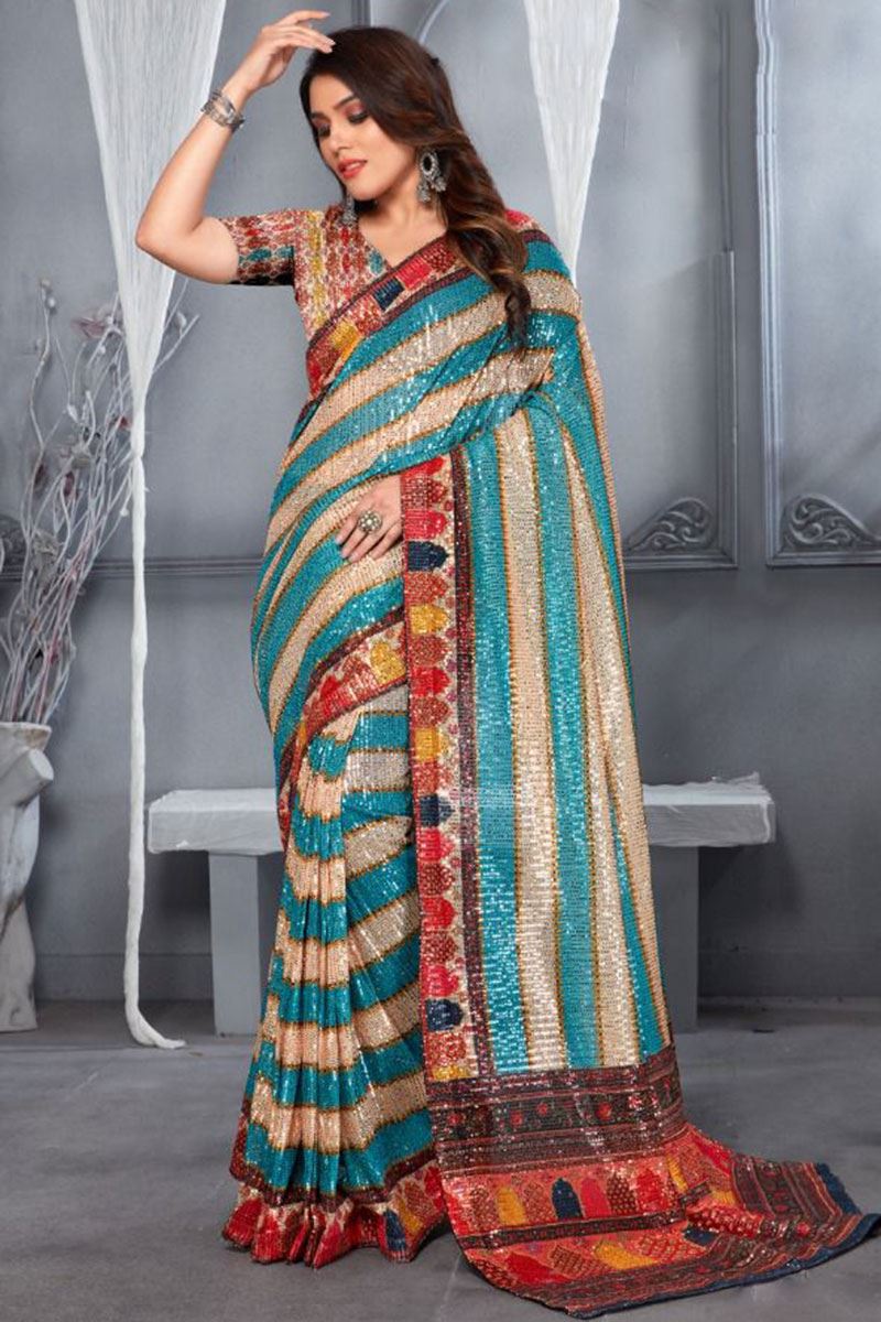 Stunning Multi-Colored Designer Saree