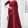 Delightful Wine Colored Designer Saree