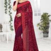 Glamorous Wine Colored Designer Saree