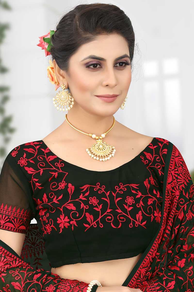 Charming Bottle Green Colored Designer Saree