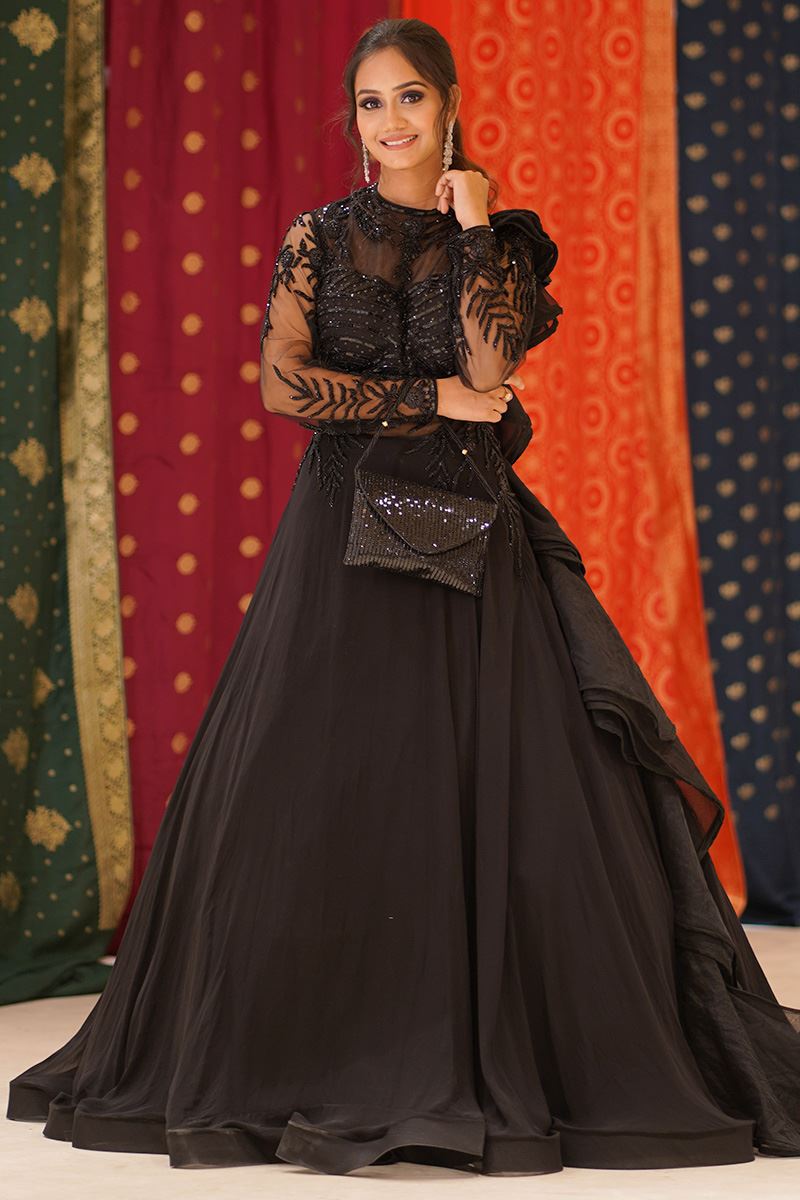 Exquisite Black Colored Designer Gown
