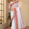 Aesthetic White Colored Designer Saree