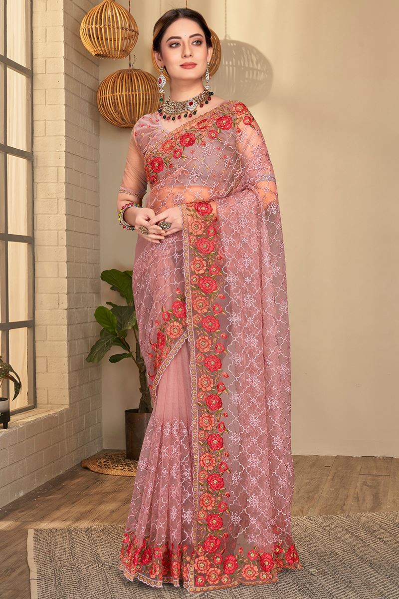 Attractive Lavender Colored Designer Saree