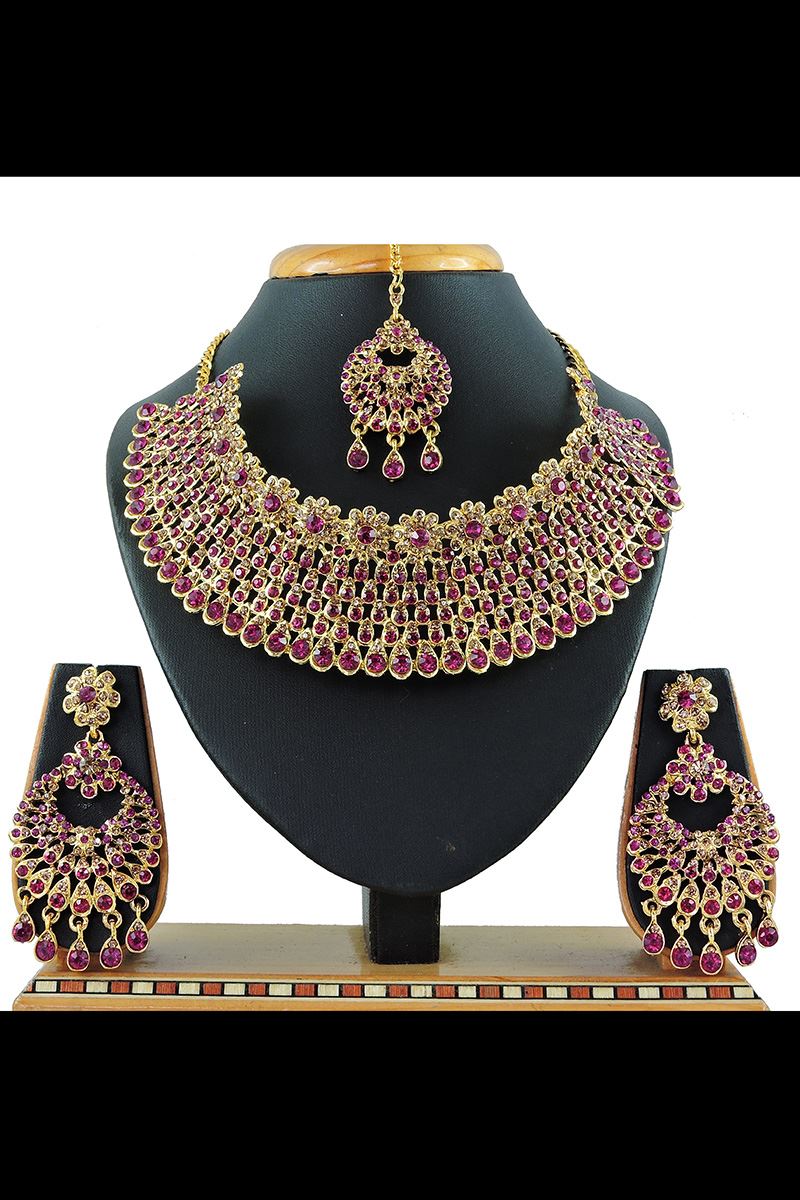 Lovely Rani and Gold Colored Imitation Jewellery-Necklace Set