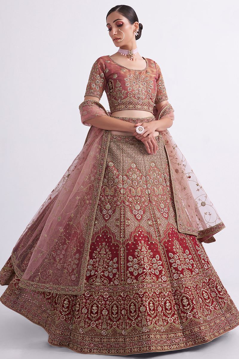 Exuberant Rust Colored Designer Lehenga Choli