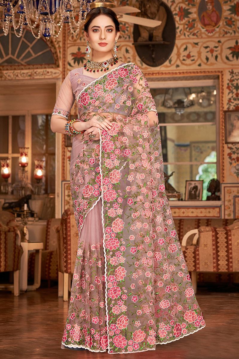 Lovely Lavender Colored Designer Saree